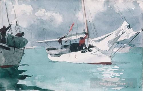 温斯洛·霍默 的各类绘画作品 -  《渔船基韦斯特》