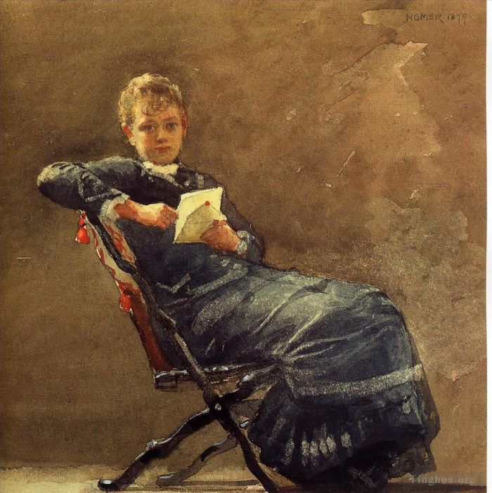 温斯洛·霍默 的各类绘画作品 -  《女孩坐着》
