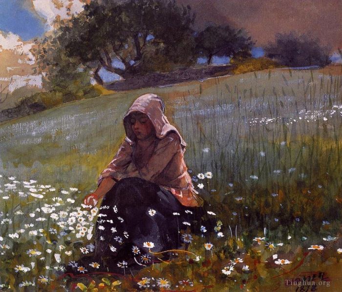 温斯洛·霍默 的各类绘画作品 -  《女孩和雏菊》