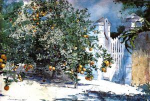 艺术家温斯洛·霍默作品《拿骚橙树又名橙树和门》