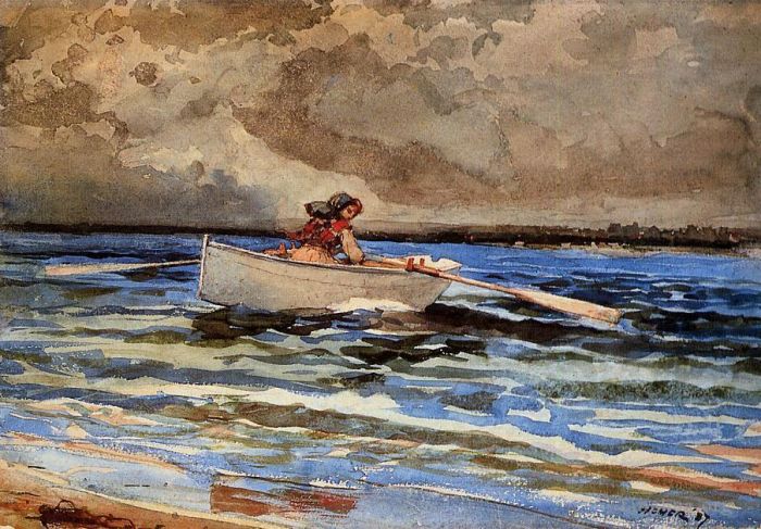 温斯洛·霍默 的各类绘画作品 -  《在,Proouts,Neck,划船》