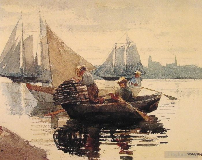 温斯洛·霍默 的各类绘画作品 -  《龙虾锅》