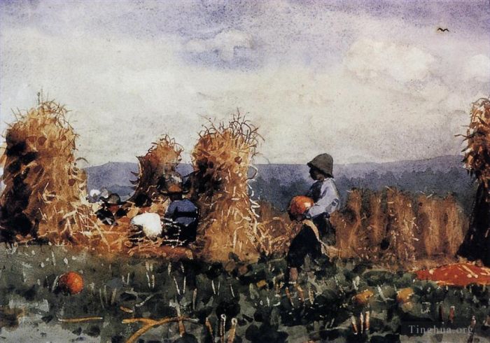 温斯洛·霍默 的各类绘画作品 -  《南瓜地》
