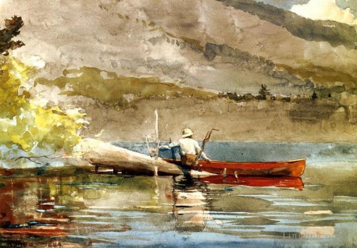 温斯洛·霍默 的各类绘画作品 -  《红色独木舟2》