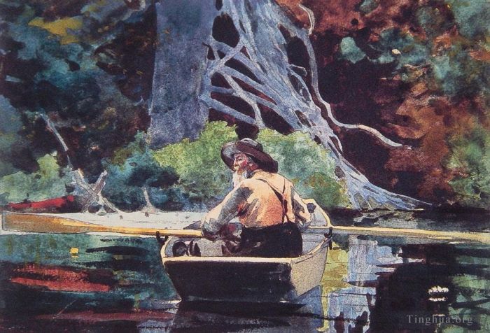 温斯洛·霍默 的各类绘画作品 -  《红色独木舟》