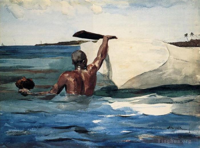 温斯洛·霍默 的各类绘画作品 -  《海绵潜水员》