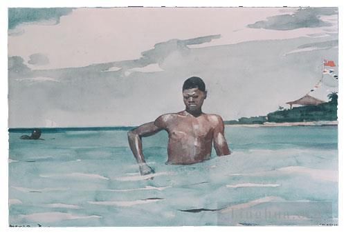 温斯洛·霍默 的各类绘画作品 -  《沐浴者》