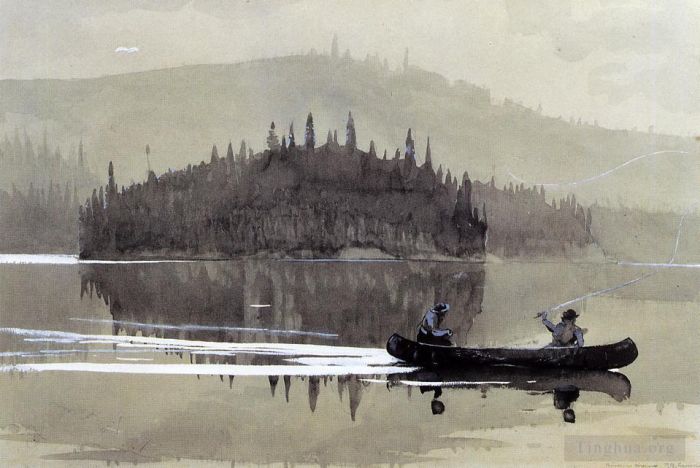 温斯洛·霍默 的各类绘画作品 -  《独木舟上的两个人》