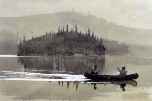 艺术家温斯洛·霍默作品《独木舟上的两个人》