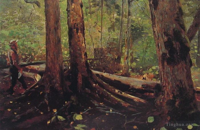 温斯洛·霍默 的各类绘画作品 -  《阿迪朗达克山脉的樵夫》