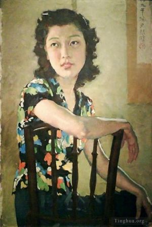 艺术家徐悲鸿作品《一位年轻女士的肖像,1940》