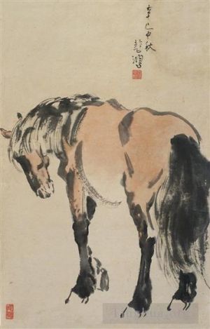 艺术家徐悲鸿作品《站立的马,1941》