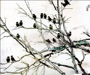 艺术家徐悲鸿作品《树枝上的鸟儿》