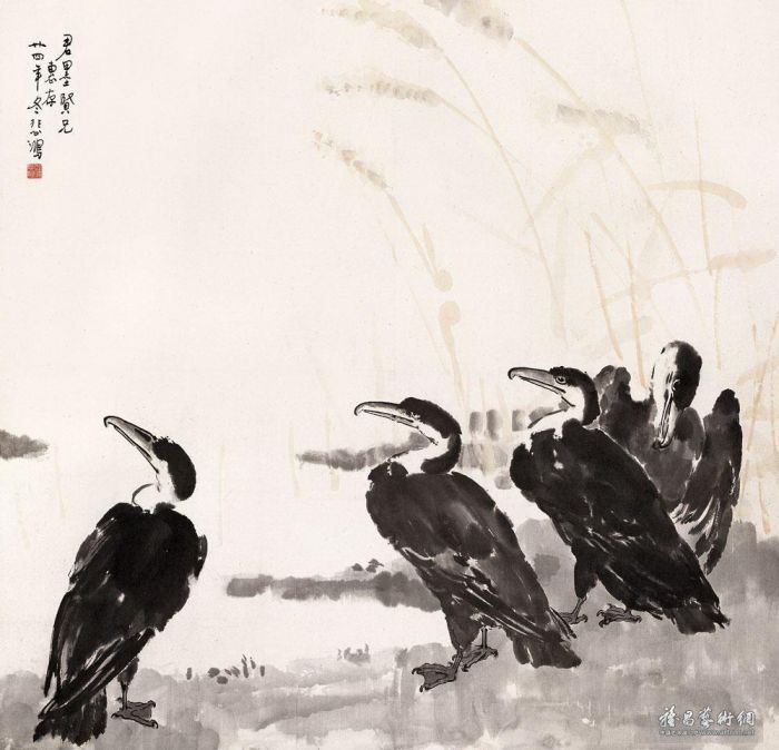 徐悲鸿 的书法国画作品 -  《鸟类》