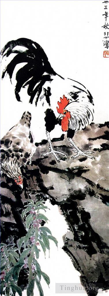徐悲鸿作品《公鸡和母鸡》