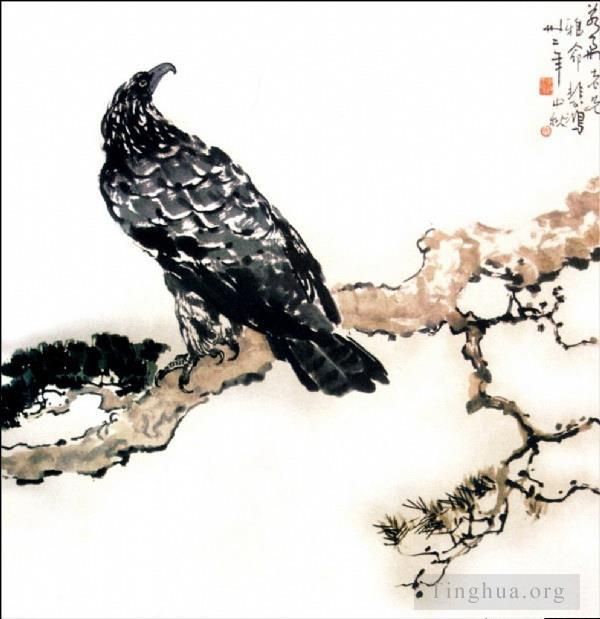 徐悲鸿 的书法国画作品 -  《树枝上的鹰》