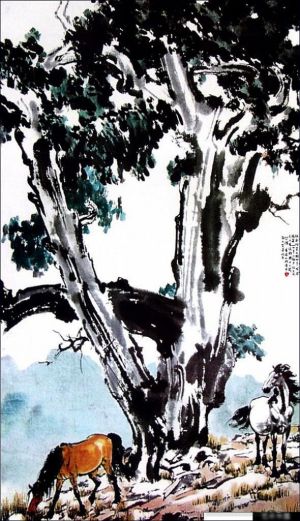 艺术家徐悲鸿作品《树下的马》