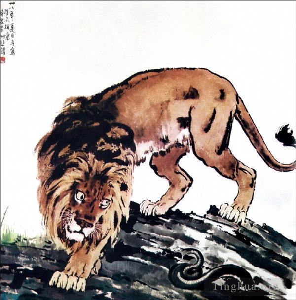 徐悲鸿作品《狮子和蛇》