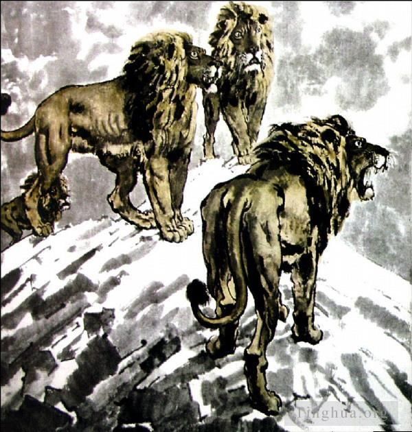 徐悲鸿 的书法国画作品 -  《雪上的狮子》