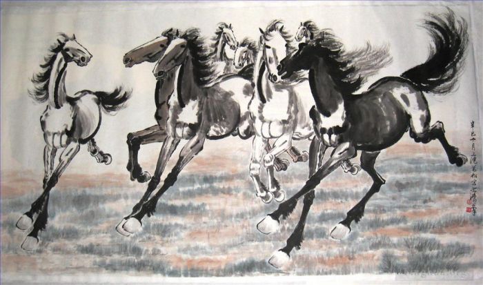 徐悲鸿 的书法国画作品 -  《奔马》