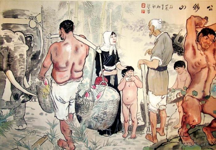 徐悲鸿 的书法国画作品 -  《愚公习习,1940》