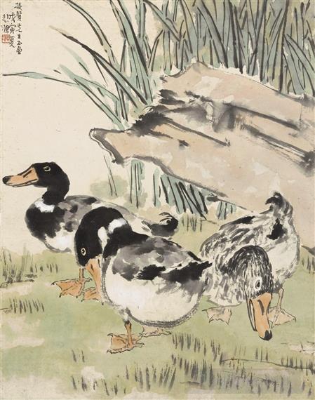 徐悲鸿作品《三只鸭子,1938》