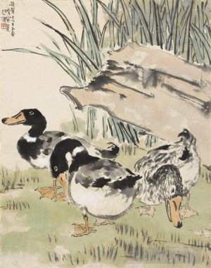 艺术家徐悲鸿作品《三只鸭子,1938》