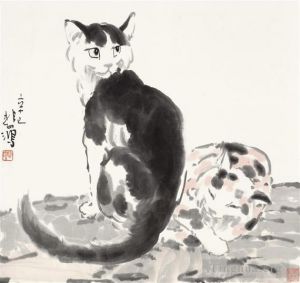 艺术家徐悲鸿作品《两只猫》