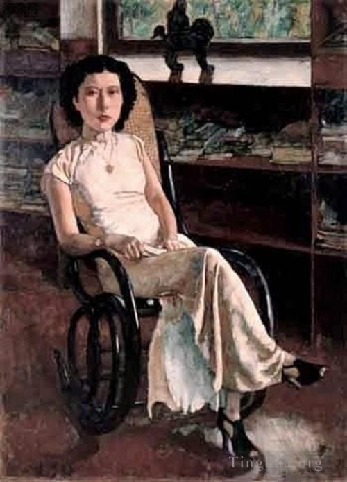 徐悲鸿 的油画作品 -  《珍妮小姐的肖像,1939》